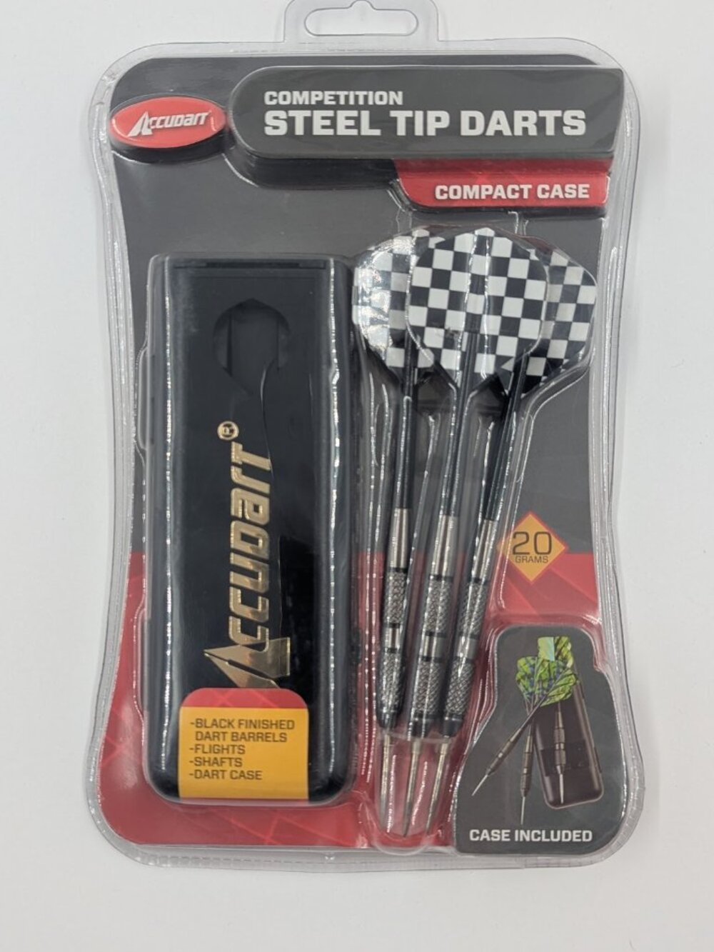 Accudart Bristle Board Competition Steel Tip Darts with Compact Case